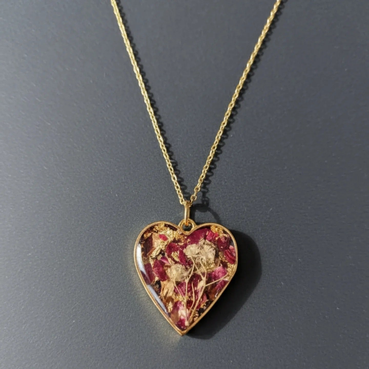 🌹 Real Dried Flowers Preserved jewelry ✨ large Pendant Stainless steel