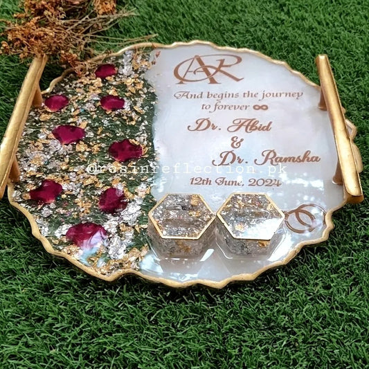Engagement trays Rose πΉ petals & golden flakes preserved