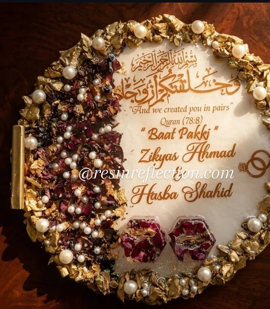 Engagement trays Rose πΉ petals & golden flakes preserved