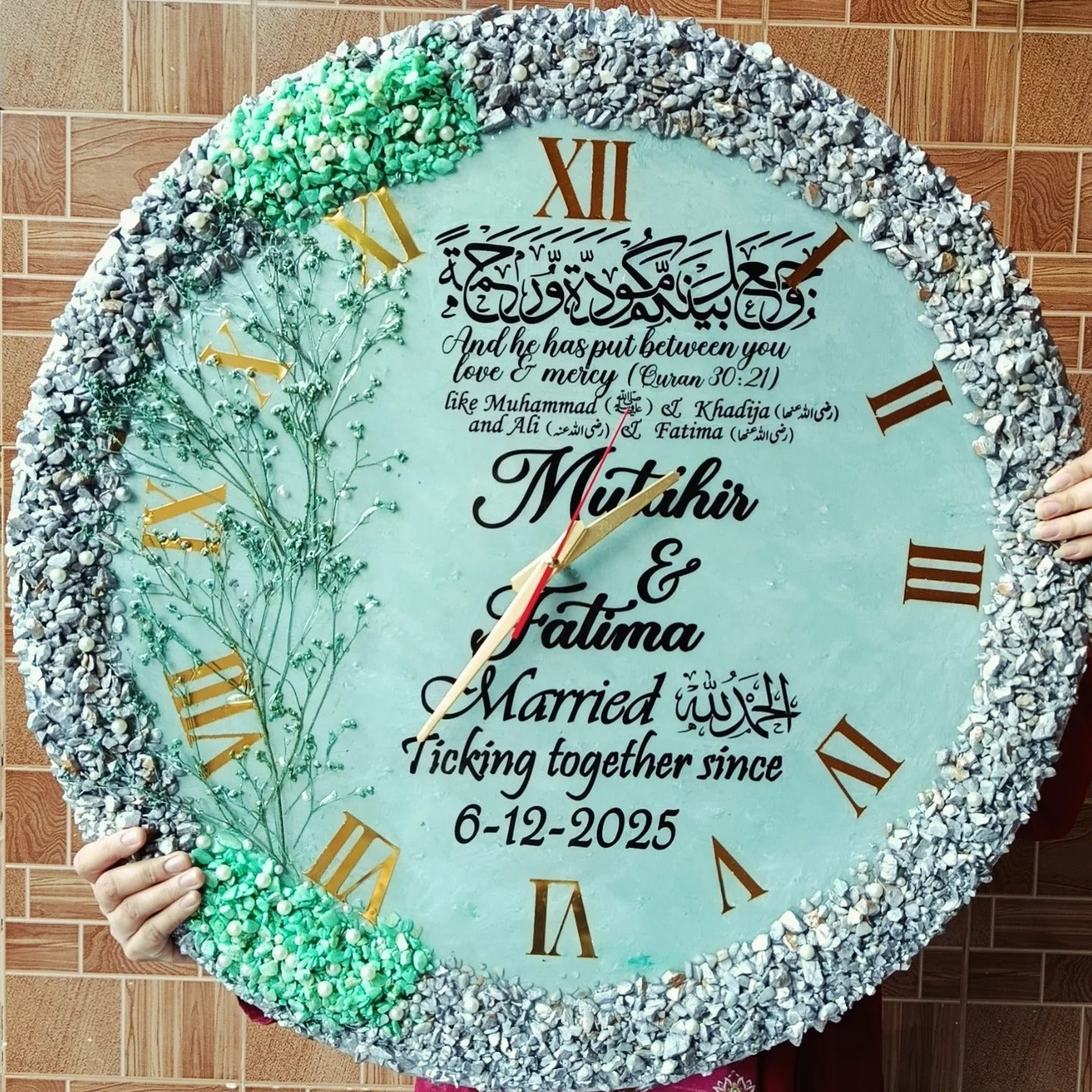Resin Nikkah Gift Nikkah Clock Custom wall clock Custom colors