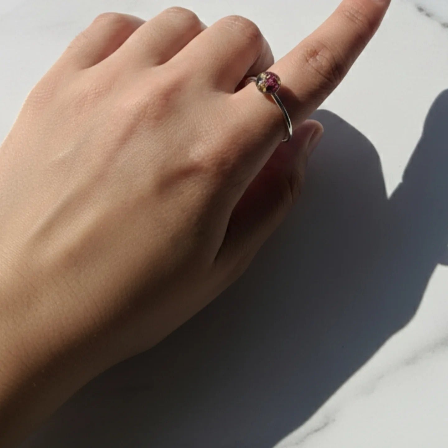 🌹 Real Dried Flowers Preserved jewelry ✨ Adjustable Ring Stainless steel 2mm