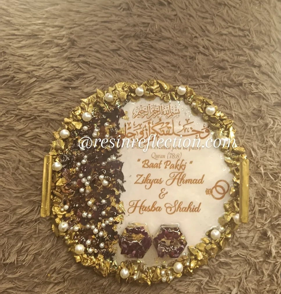 Engagement trays Rose 🌹 petals & golden flakes preserved