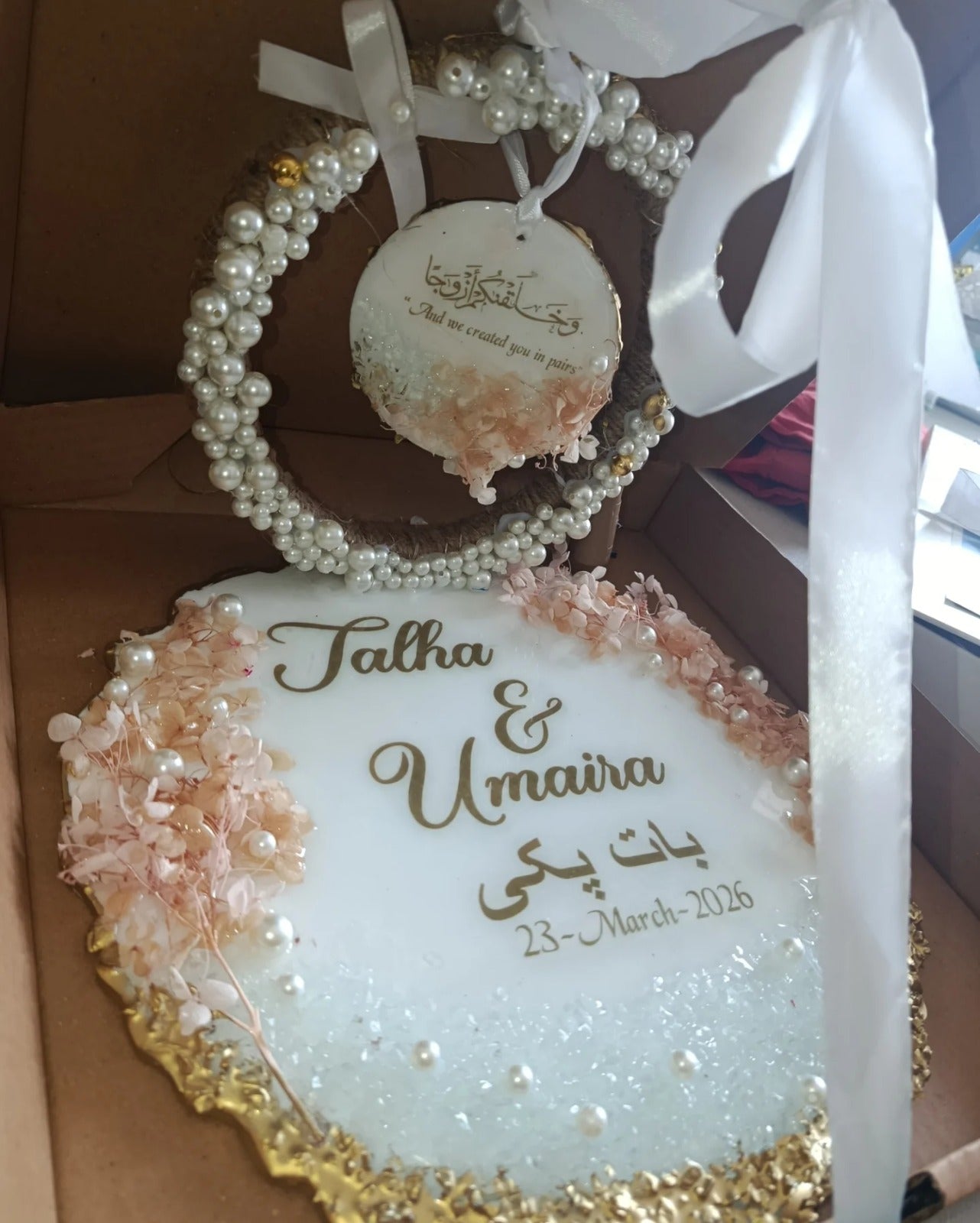 Engagement Pearl Platter 🩷✨peach & white combo