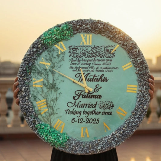 Resin Nikkah Gift Nikkah Clock Custom wall clock Custom colors