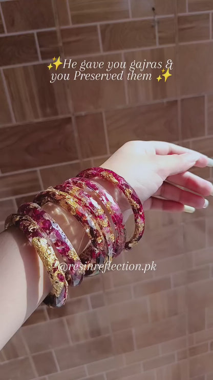 Resin Bangles thin 🌹💕✨real dried flowers preserved