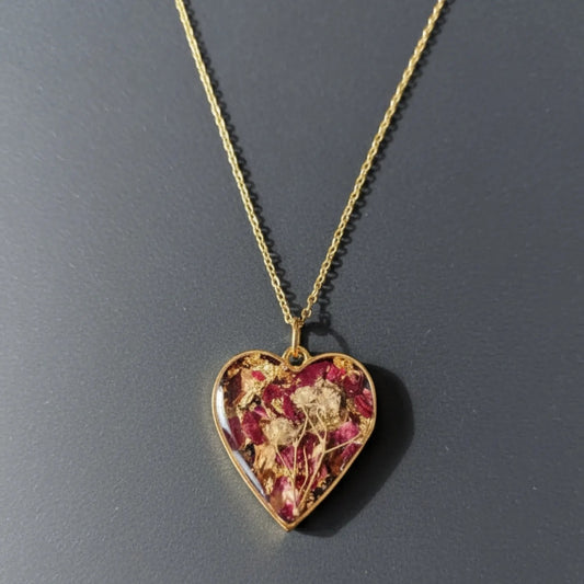 🌹 Real Dried Flowers Preserved jewelry ✨ large Pendant Stainless steel