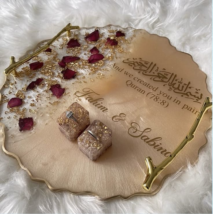 Engagement trays Rose 🌹 petals & golden flakes preserved