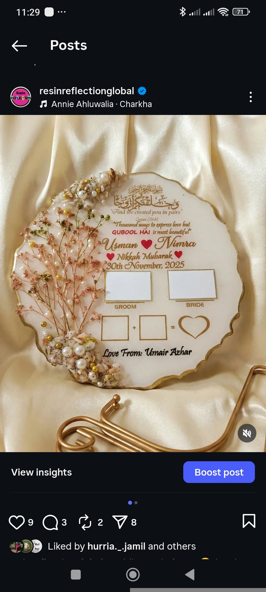 Signature/Thumb Elegant Resin Floral Frame
