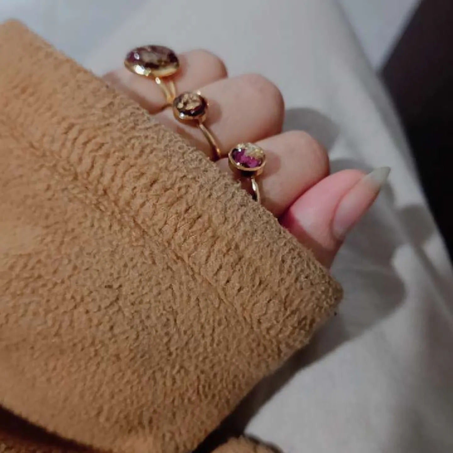 🌹 Real Dried Flowers Preserved jewelry ✨ Adjustable Ring Stainless steel 2mm