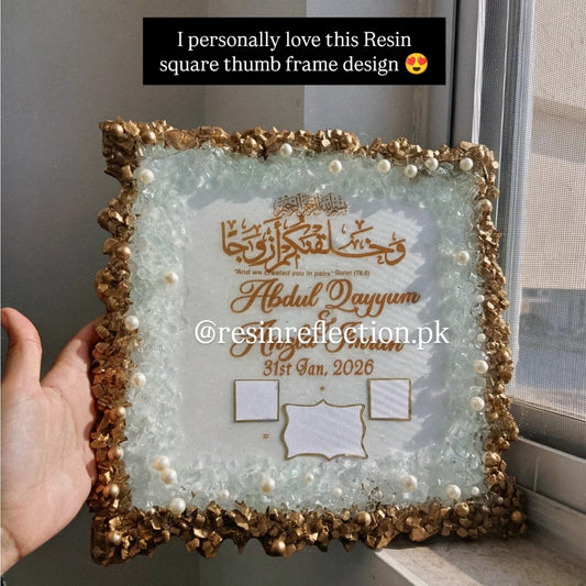 Square Glass & Pearls work Nikkah Anniversary, BAAT PAKI Frame 💕