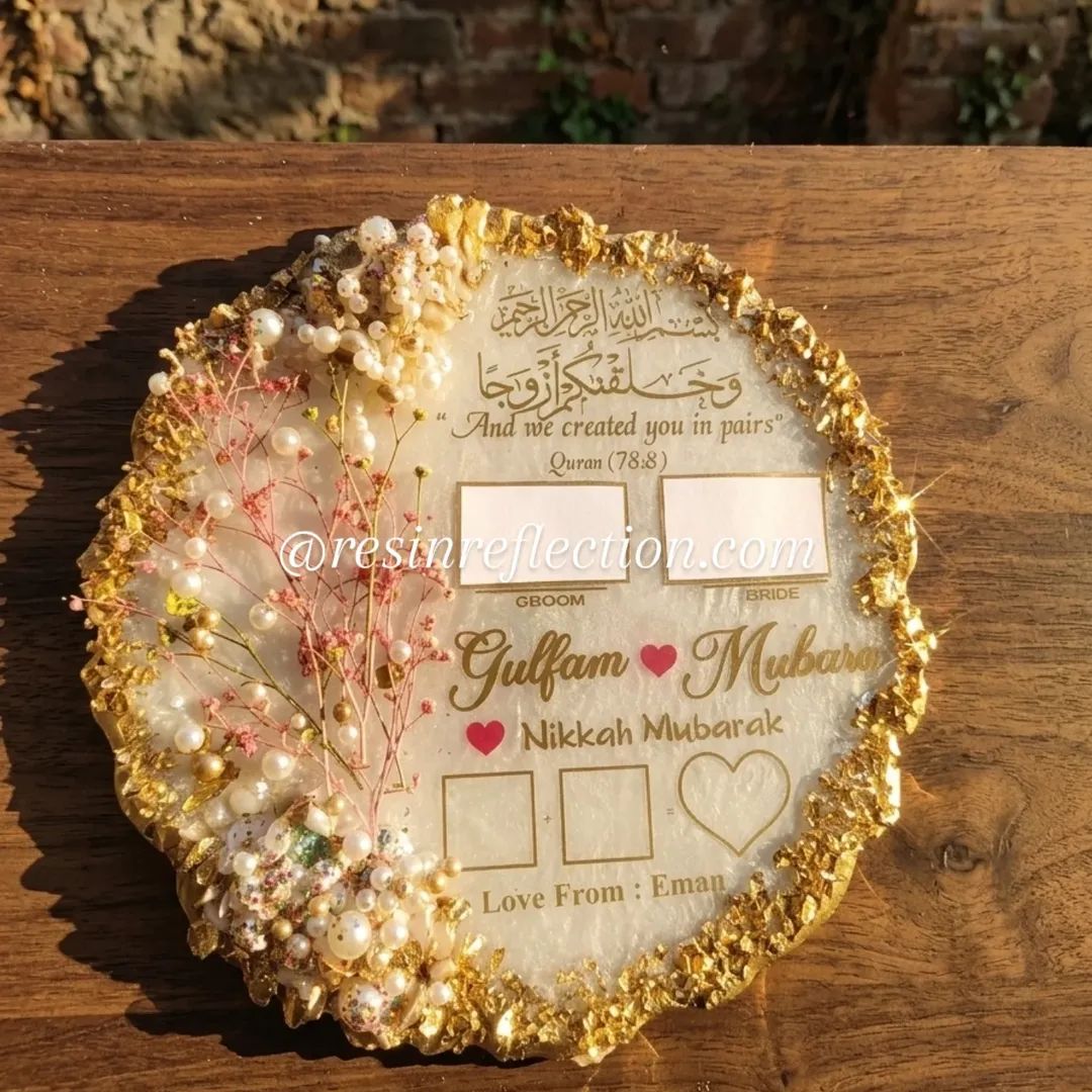 Elegant golden glass border resin frame