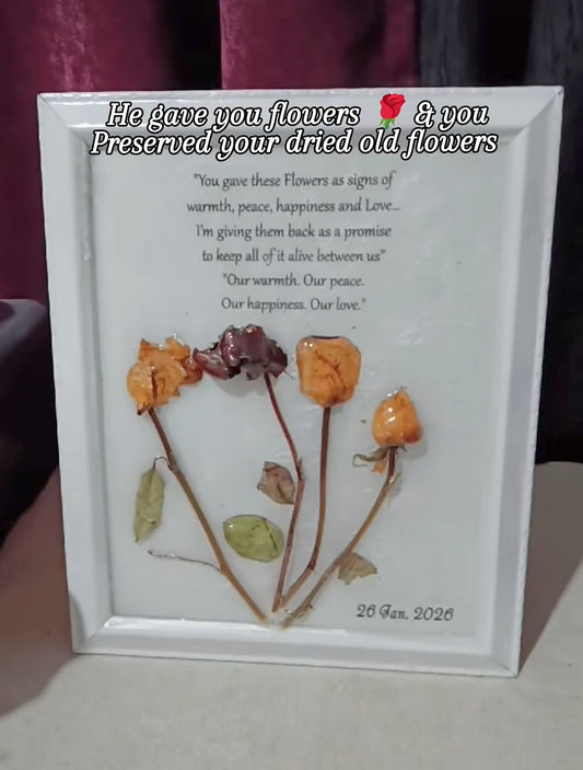 Preserved flowers frame Enriched with resin
