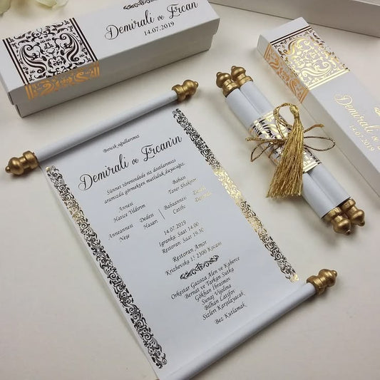 Nikkah scroll invites, Wedding invites, wedding scroll invites elegant new style