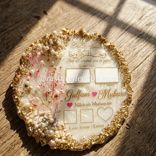 Elegant golden glass border resin frame