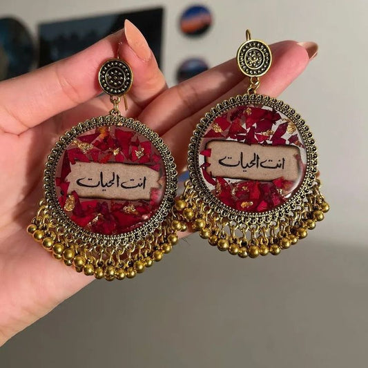 Resin Rose preserved jhumkas