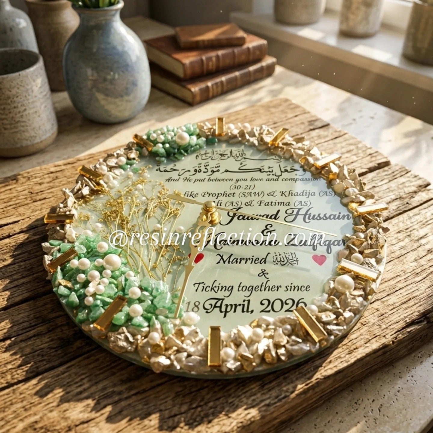 Resin Nikkah Gift Nikkah Clock Custom wall clock Custom colors