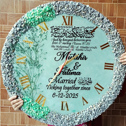 Resin Nikkah Gift Nikkah Clock Custom wall clock Custom colors