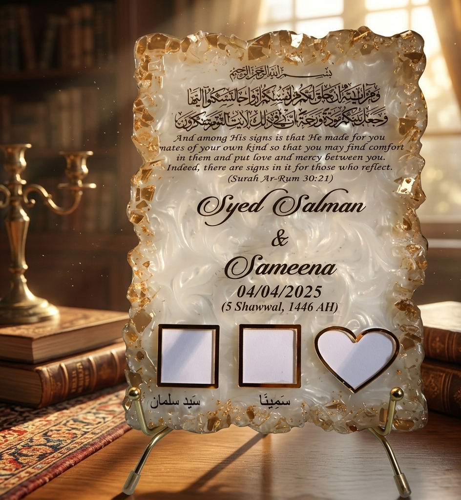 Rectangular beige Nikkah frame Thumb frame 💕