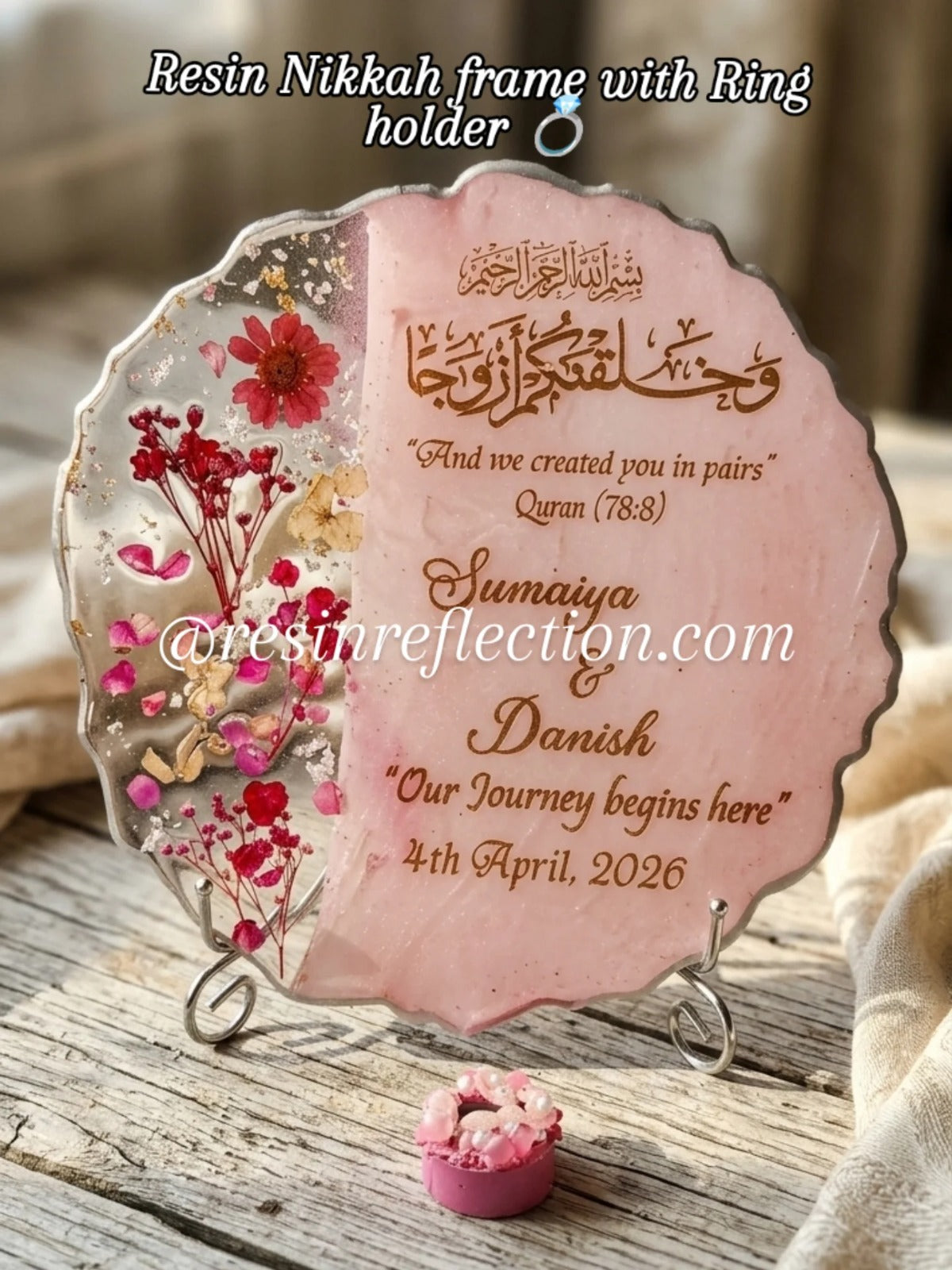 Pink 🩷 Elegant Resin Floral Frame