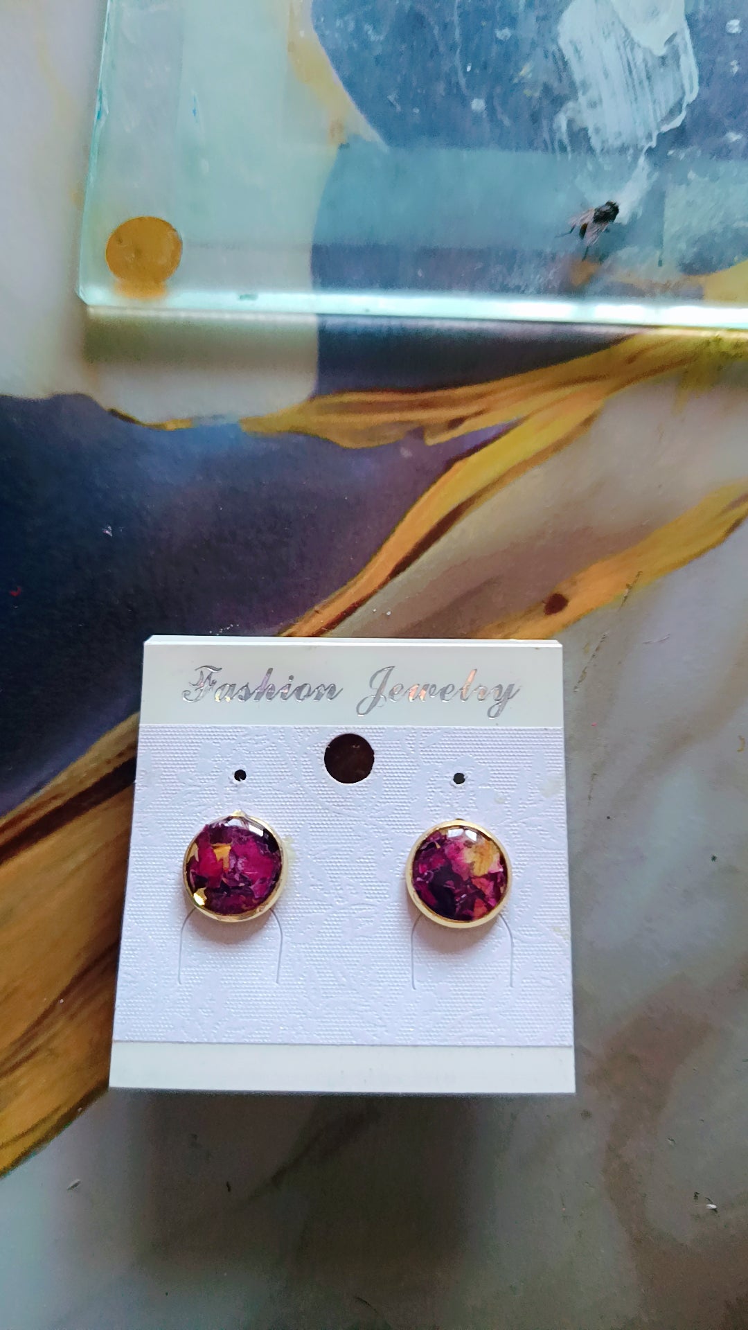 🌹 Real Dried Flowers Preserved jewelry ✨ Ear Studs, Stainless steel