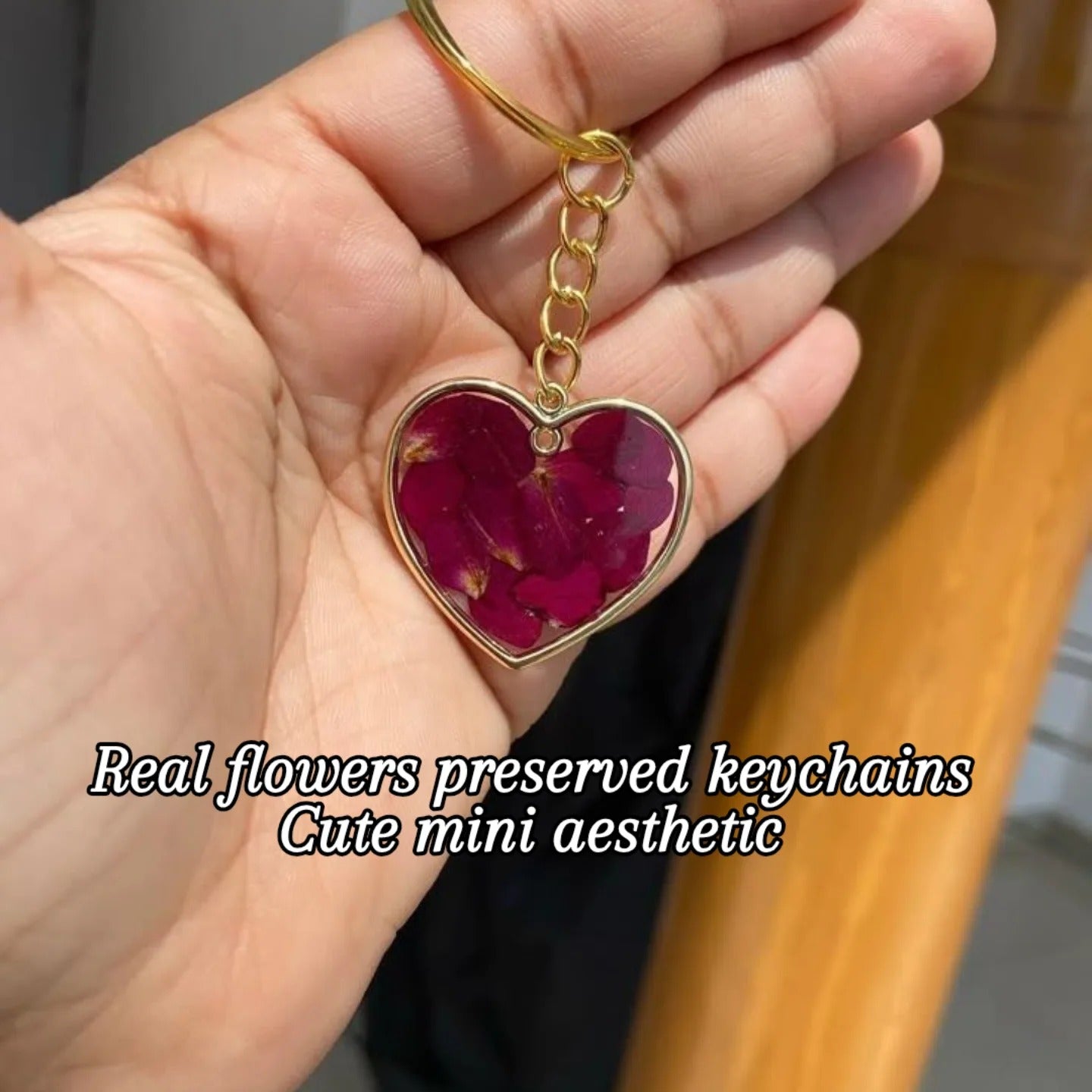 🌹 Real Dried Flowers Preserved jewelry ✨ Keychain