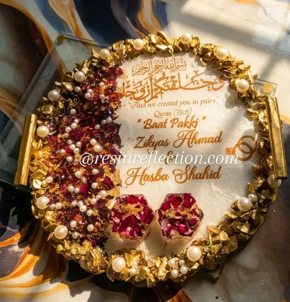 Engagement trays Rose 🌹 petals & golden flakes preserved