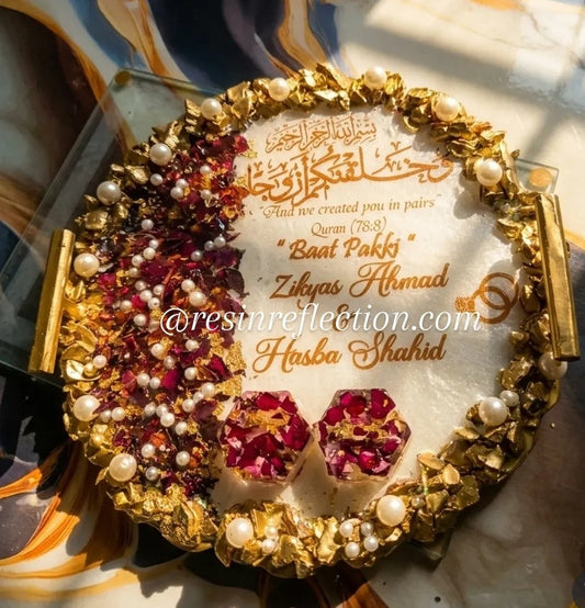 Engagement trays Rose 🌹 petals & golden flakes preserved