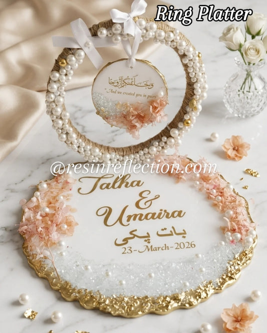 Engagement Pearl Platter 🩷✨peach & white combo