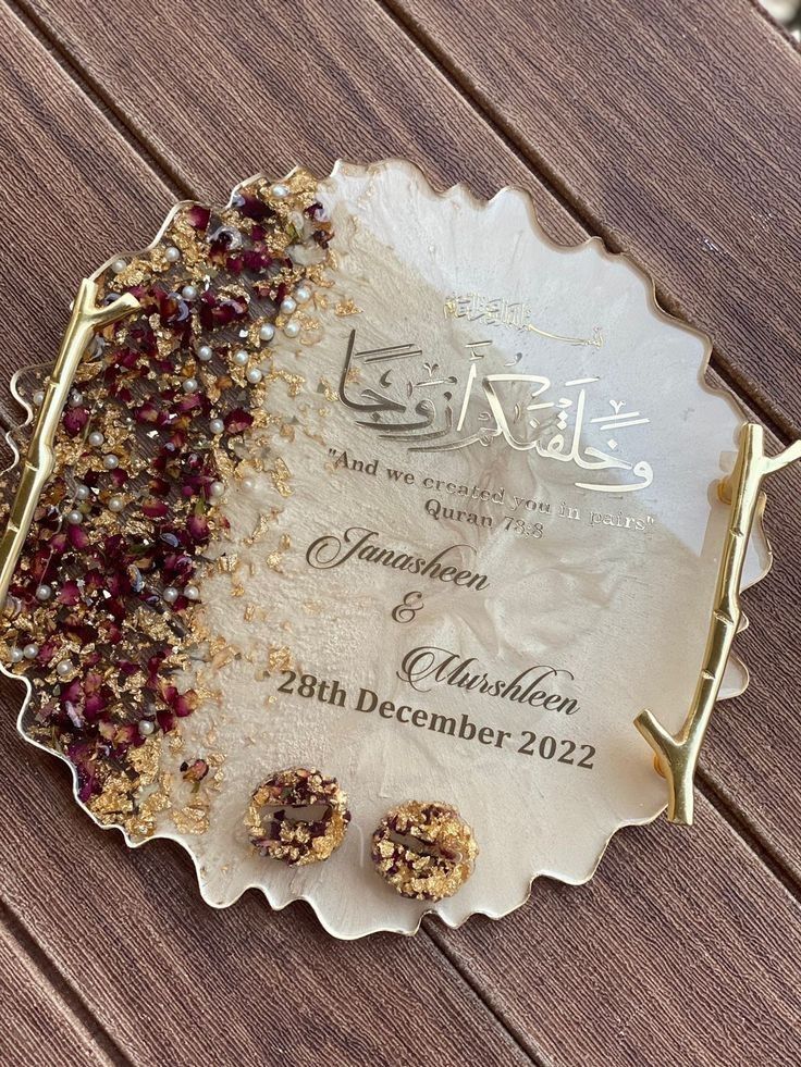 Engagement trays Rose 🌹 petals & golden flakes preserved
