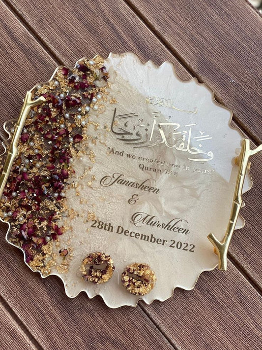 Engagement trays Rose 🌹 petals & golden flakes preserved