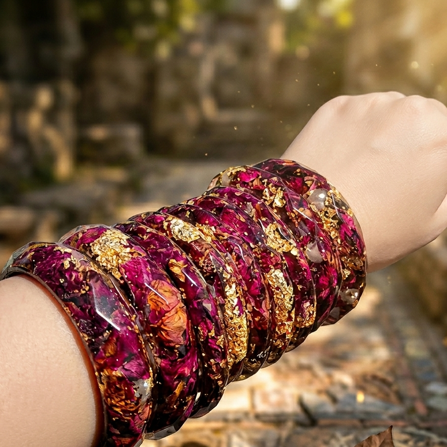 Resin Bangles Thick 🌹💕✨real dried flowers preserved