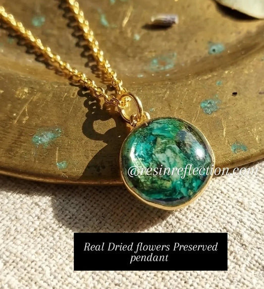 🌹 Real Dried Flowers Preserved jewelry ✨ Pendant Middle size Stainless steel