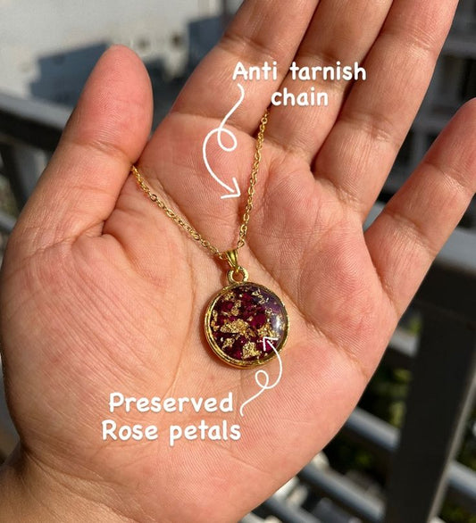 🌹 Real Dried Flowers Preserved jewelry ✨ Pendant Middle size Stainless steel