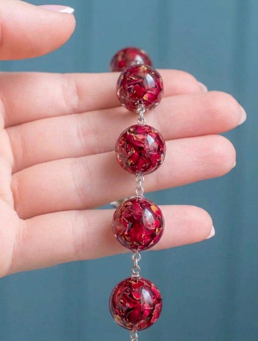 🌹 Real Dried Flowers Preserved bracelet ✨ball shape round bracelet