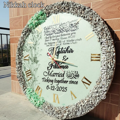 Resin Nikkah Gift Nikkah Clock Custom wall clock Custom colors