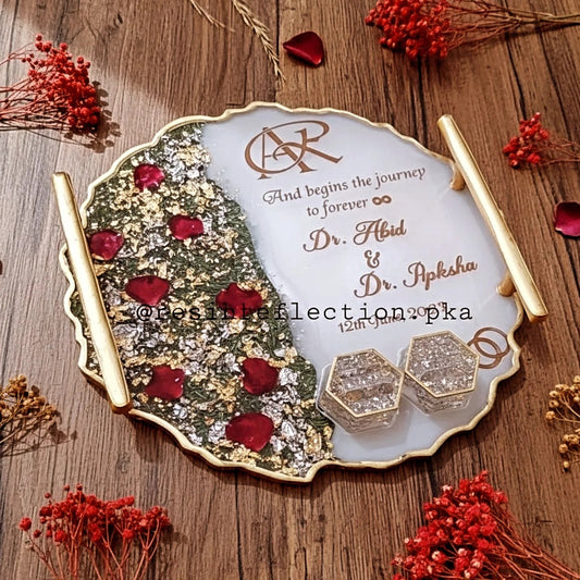 Engagement trays Rose 🌹 petals & golden flakes preserved