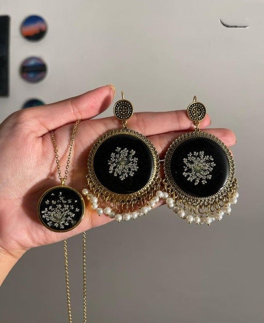 Resin jewelry set pendant & jhumkas Custom colors 💕